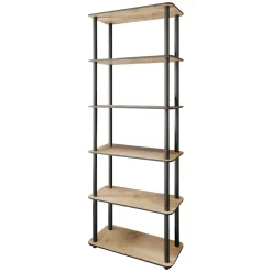 Libreria Marrone Rovere Nero 4 Ripiani Installazione Libera 60x30x173h cm, Sfumatura Colore Struttura Rovere - Nervina