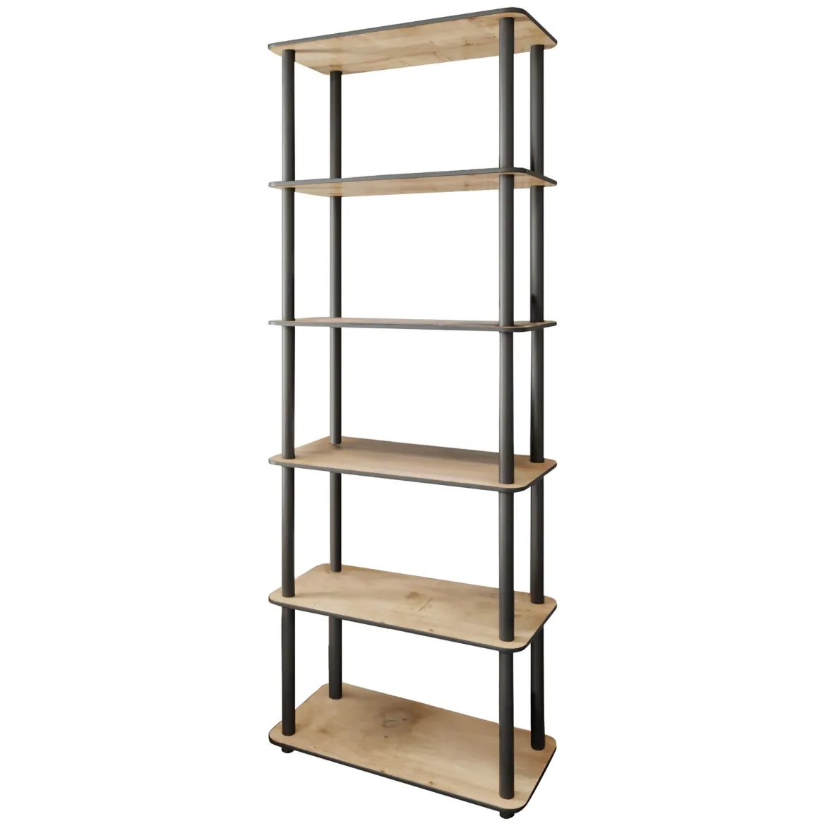 Libreria Marrone Rovere Nero 4 Ripiani Installazione Libera 60x30x173h cm, Sfumatura Colore Struttura Rovere - Nervina
