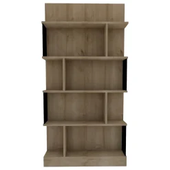 Libreria Marrone Rovere Nero 4 Ripiani Installazione Libera 85x35x180h cm, Utilizzabile Come Divisorio Locale - Luras