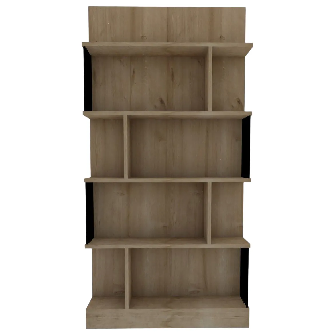 Libreria Marrone Rovere Nero 4 Ripiani Installazione Libera 85x35x180h cm, Utilizzabile Come Divisorio Locale - Luras