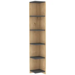 Libreria Marrone Rovere Nero Antracite 5 Ripiani Installazione Libera 25x25x160h cm, Sfumatura Colore Struttura Rovere - Tufillo