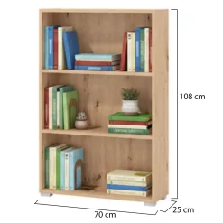 Libreria Marrone Rovere Nodi 2 Ripiani Installazione a Terra 70x24.5x107.5h cm, Sfumatura Colore Struttura Rovere Nodi - Moiano