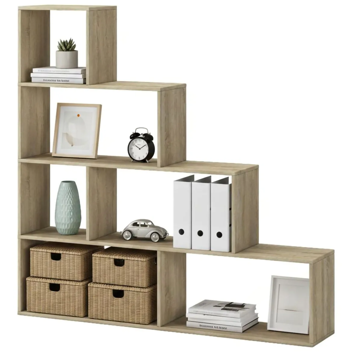 Libreria Marrone Rovere 3 Ripiani Installazione a Terra 70x24.5x142h cm, Sfumatura Colore Struttura Rovere - Prisco