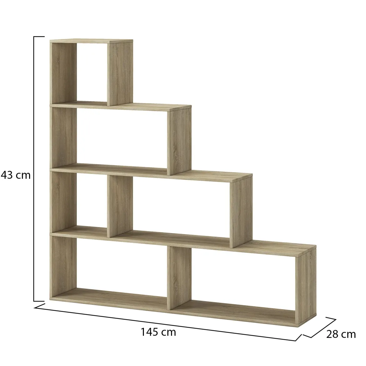Libreria Marrone Rovere 3 Ripiani Installazione a Terra 70x24.5x142h cm, Sfumatura Colore Struttura Rovere - Prisco