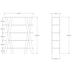 Libreria Marrone Rovere 4 Ripiani Installazione Libera 30x25x170h cm, Struttura Verticale - Cesio