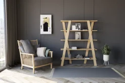 Libreria Marrone Rovere 4 Ripiani Installazione Libera 30x25x170h cm, Struttura Verticale - Cesio