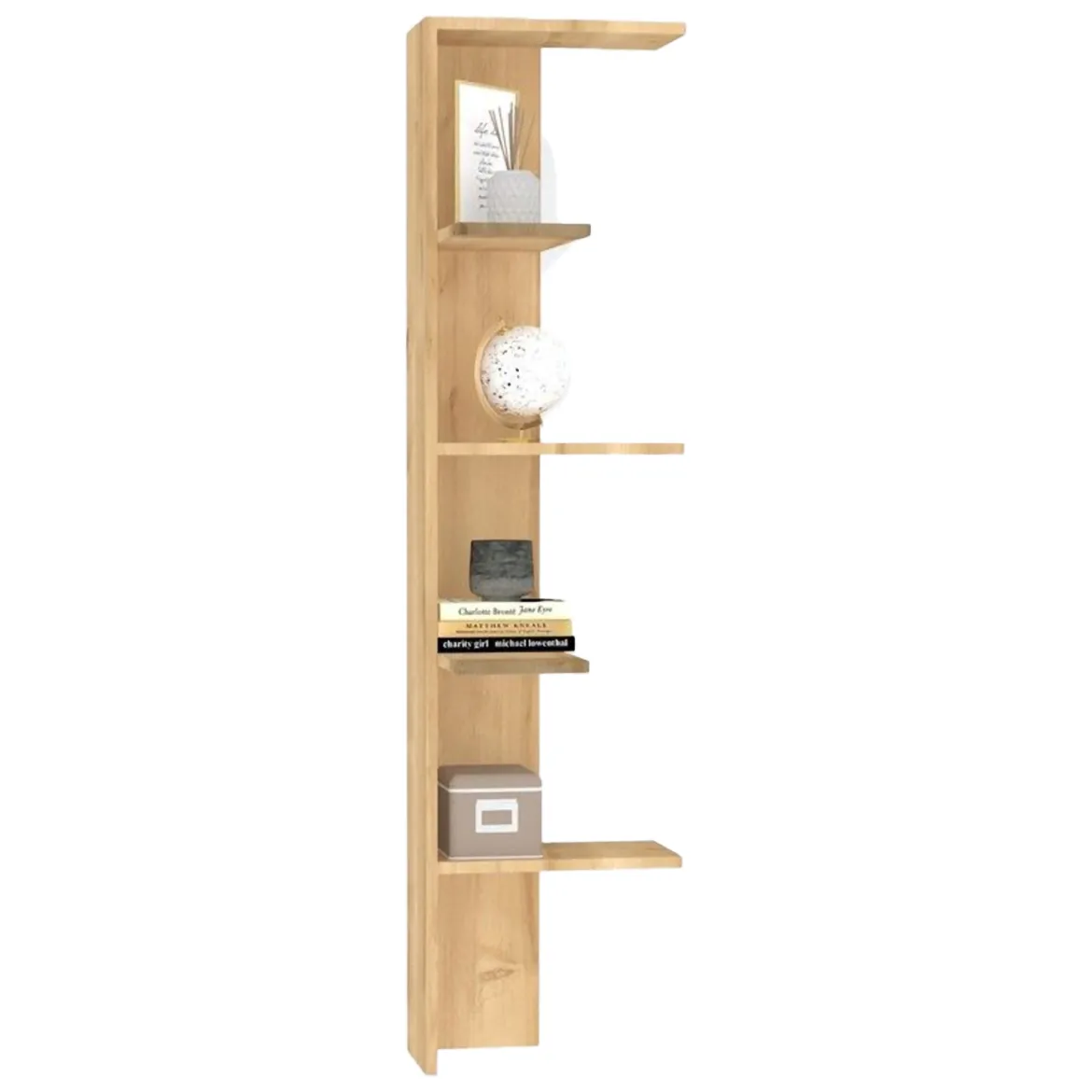 Libreria Marrone Rovere 4 Ripiani Installazione Libera 52x19x150h cm, Struttura Verticale - Nave