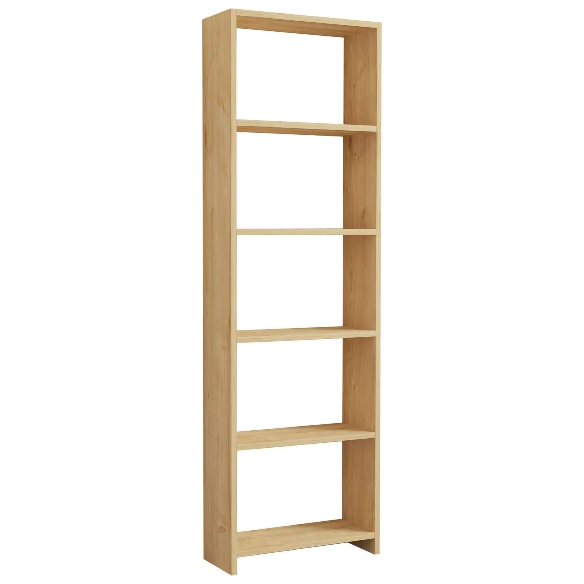 Libreria Marrone Rovere 5 Ripiani Installazione Libera 50x20x160h cm, Struttura Verticale - Paupisi