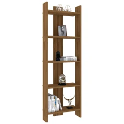 Libreria Marrone Rovere 5 Ripiani Installazione Libera 52x23x149h cm, Struttura Verticale - Verbania