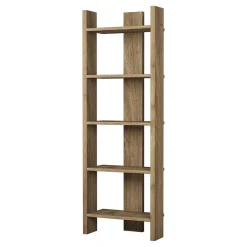 Libreria Marrone Rovere 5 Ripiani Installazione Libera 64x30x180h cm, Struttura Verticale - Mantello