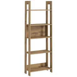 Libreria Marrone Rovere 5 Ripiani Installazione Libera 64x30x180h cm, Struttura Verticale - Mantello