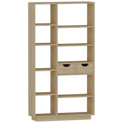 Libreria Marrone Rovere 8 Ripiani 2 Cassetti 80x25x189h cm, Installazione Libera - Imer