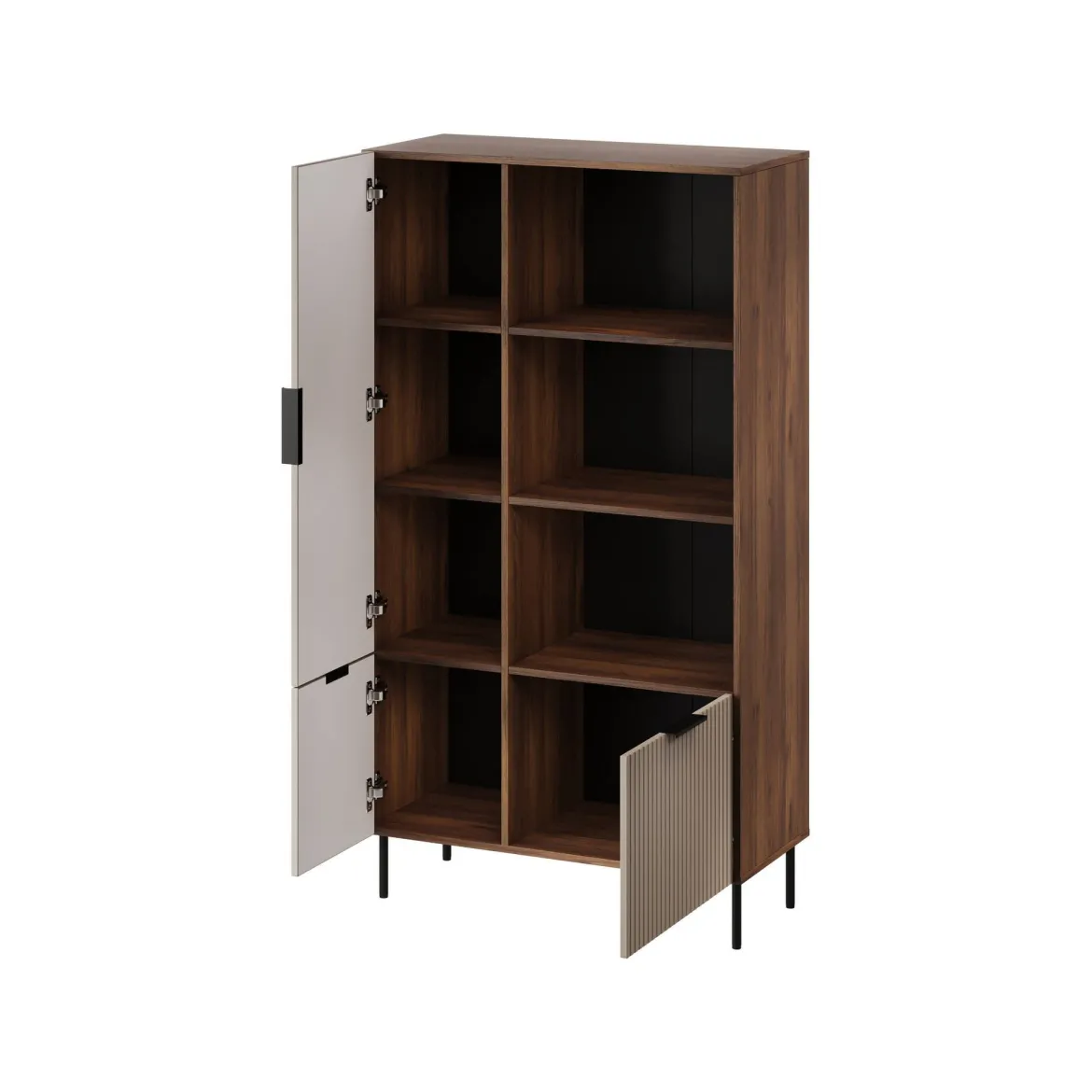 Libreria Mazze, 165x42 h90 cm, Noce e Beige