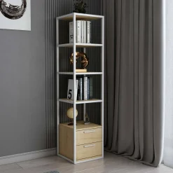 Libreria minimal bianca e rovere 39x169h cm - Arsim