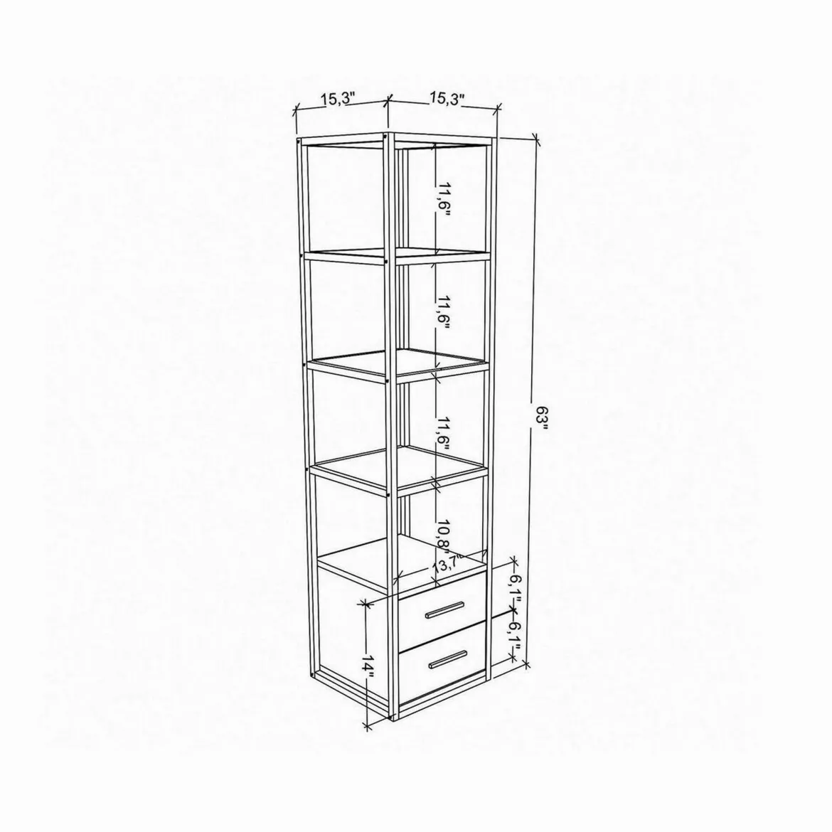 Libreria minimal bianca e rovere 39x169h cm - Arsim
