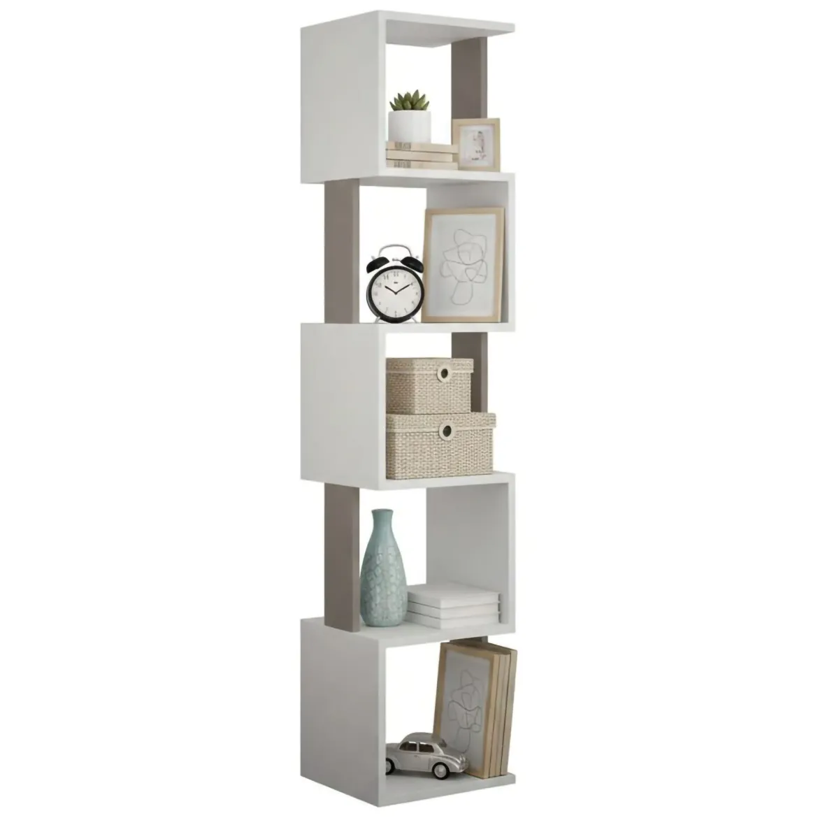 Libreria moderna bianca e tortora 35x161h cm - Nada