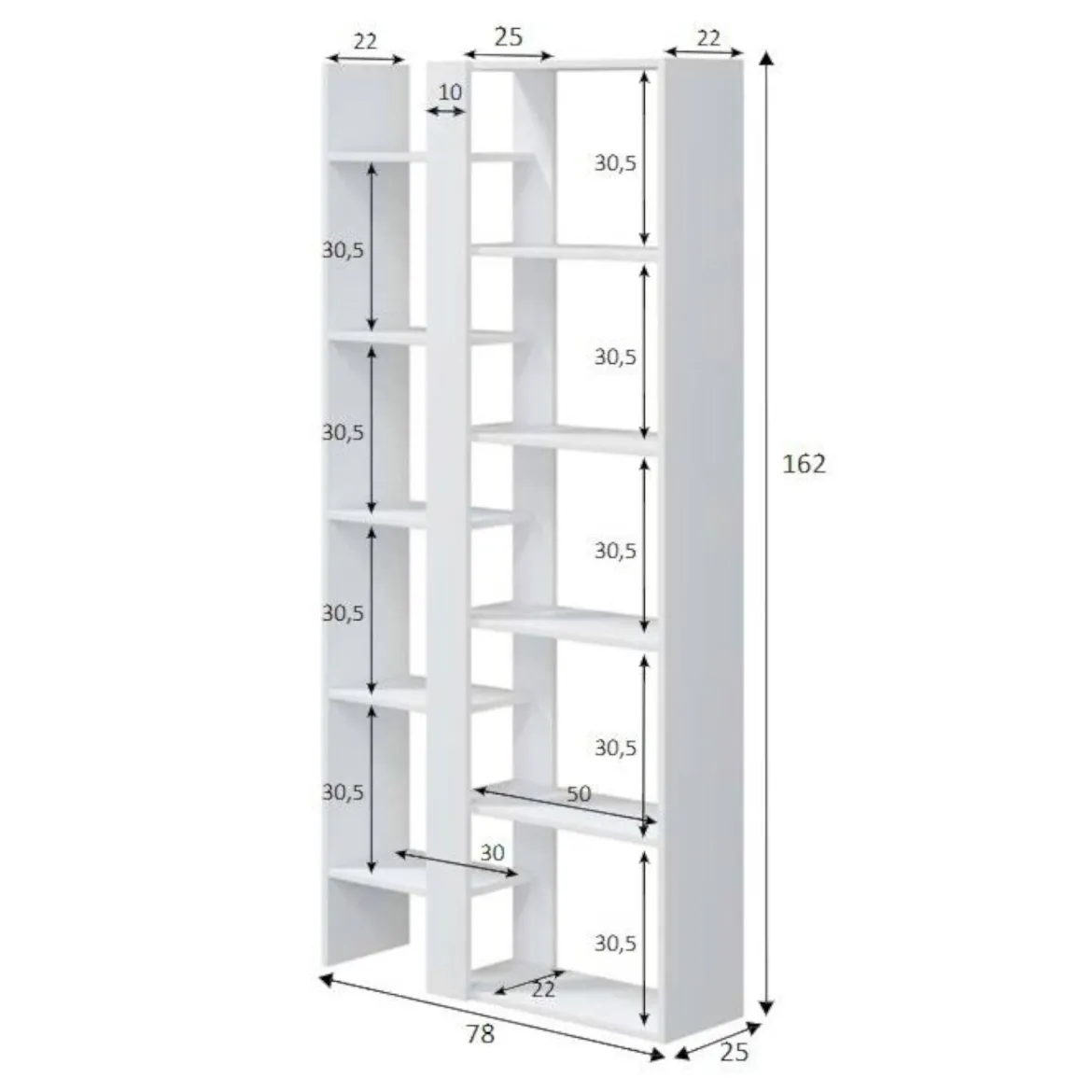 Libreria moderna bianca lucida 78x162h cm - Ersilia