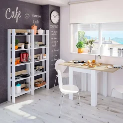 Libreria moderna bianca lucida e rovere 57x170h cm - Haruki