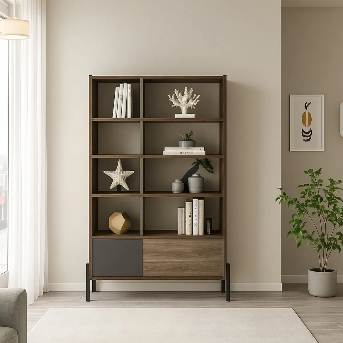 Libreria moderna marrone e antracite 79x160h cm - Simon