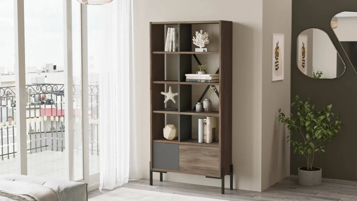 Libreria moderna marrone e antracite 79x160h cm - Simon
