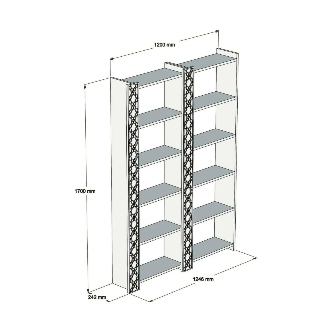 Libreria moderna noce e bianca 124x170h cm - Vele