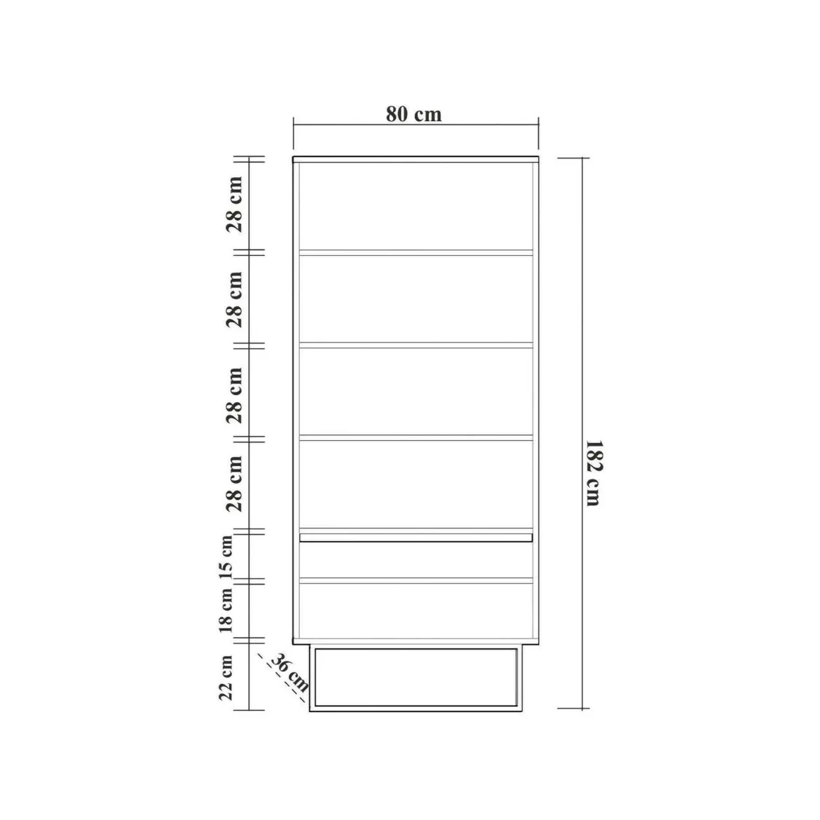 Libreria moderna noce e nera 80x182h cm - Morgana