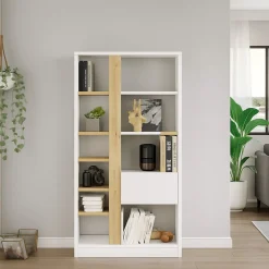 Libreria moderna quercia e bianca 75x160h cm - Bedulita
