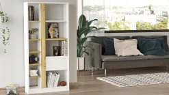 Libreria moderna quercia e bianca 75x160h cm - Bedulita
