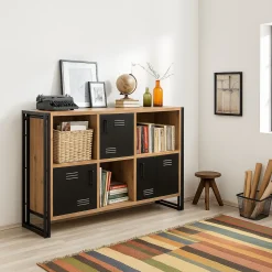 Libreria moderna quercia e nera 126x89h cm - Ercolina