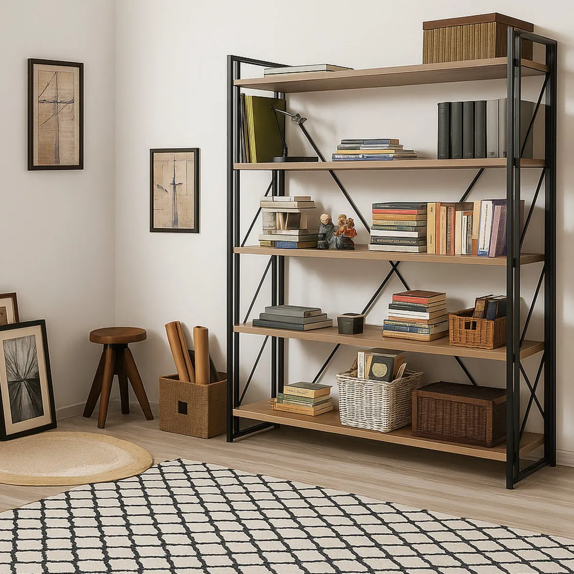 Libreria moderna quercia e nera 89x89h cm - Ercolina