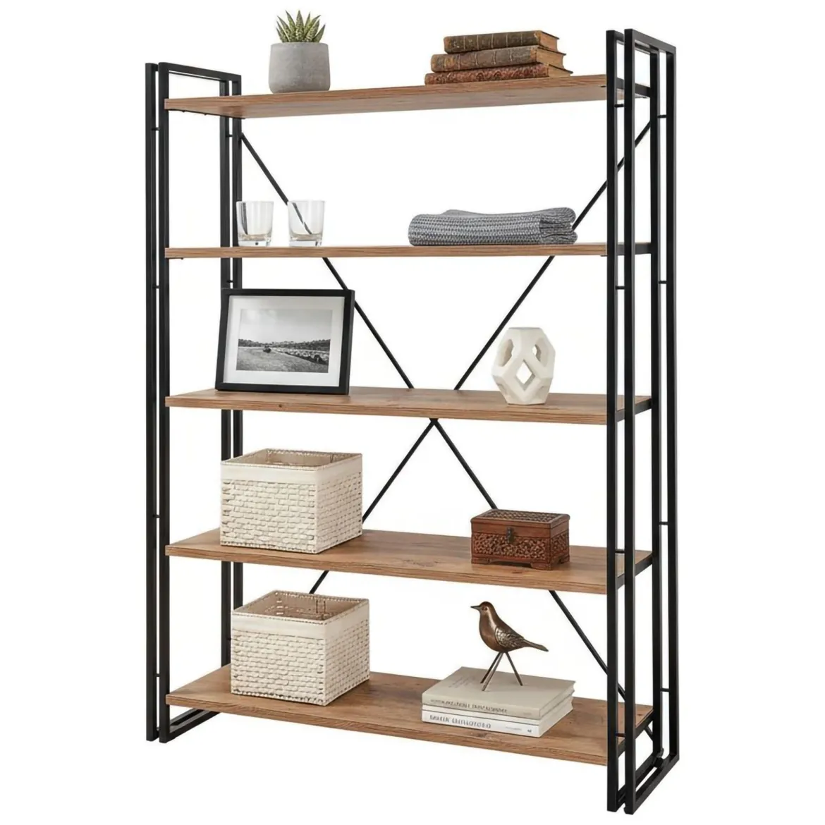 Libreria moderna quercia e nera 89x89h cm - Ercolina