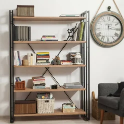 Libreria moderna quercia e nera 89x89h cm - Ercolina