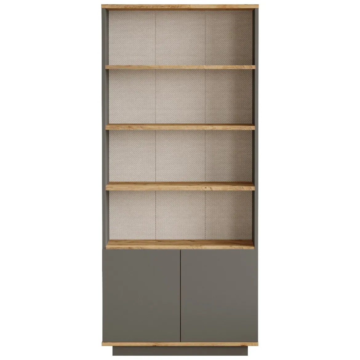 Libreria Nero Antracite Marrone Rovere 3 Ripiani 2 Ante 75x27x168h cm, Installazione Libera - Dego