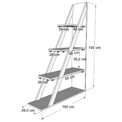 Libreria Nero Antracite 3 Ripiani Installazione Libera 100x30x150h cm, Struttura Verticale - Camaiore