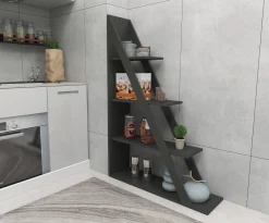 Libreria Nero Antracite 3 Ripiani Installazione Libera 100x30x150h cm, Struttura Verticale - Camaiore