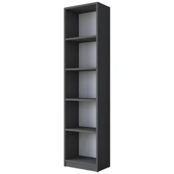 Libreria Nero Antracite 4 Ripiani Installazione Libera 40x25x162h cm, Struttura Verticale - Clitunno