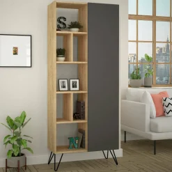 Libreria rialzata quercia e antracite 79x190h cm - Lince