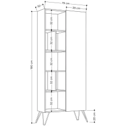 Libreria rialzata quercia e antracite 79x190h cm - Lince