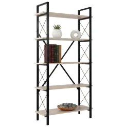 Libreria 5 ripiani beige e nera 90x180h cm - Suriel