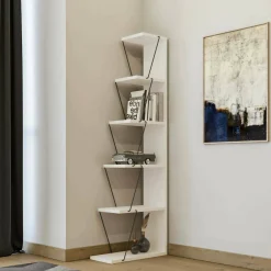 Libreria 5 ripiani bianca e nera 50x150h cm - Erminia