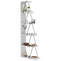 Libreria 5 ripiani bianca e nera 50x150h cm - Erminia
