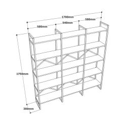 Libreria 5 ripiani bianca e oro 170x175h cm - Gauro