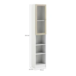 Libreria 4 ripiani bianca e quercia 40x203h cm - Greg