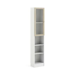 Libreria 4 ripiani bianca e quercia 40x203h cm - Greg