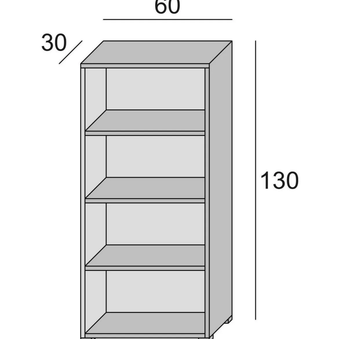 Libreria 3 ripiani bianca e rovere 60x130h cm - Aky