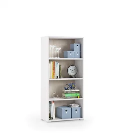 Libreria 3 ripiani bianca e rovere 60x130h cm - Aky