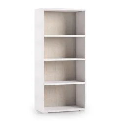 Libreria 3 ripiani bianca e rovere 60x130h cm - Aky