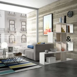 Libreria 4 ripiani bianca e rovere 145x145h cm - Allison