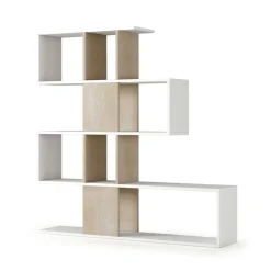 Libreria 4 ripiani bianca e rovere 145x145h cm - Allison