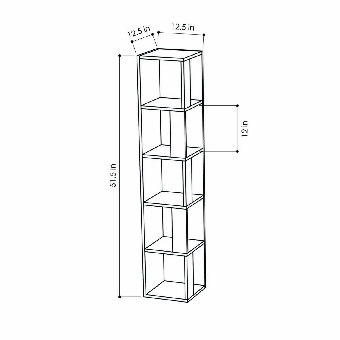 Libreria 4 ripiani bianca 34x161h cm - Herman